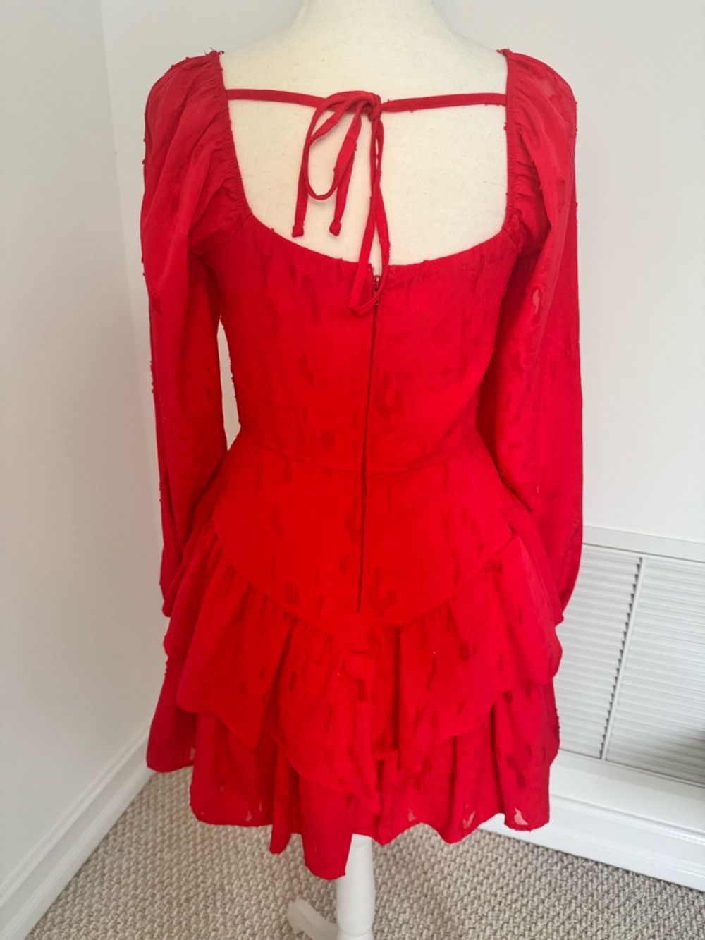 Francesca's Red Ruffle Mini Dress - Picture 3 of 5